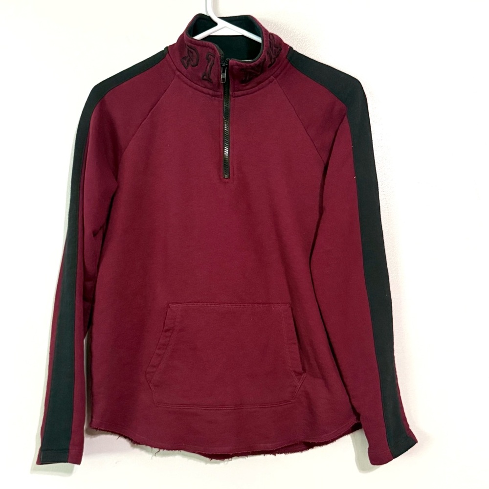 Victoria’s Secret PINK Women’s size Small Burgundy and Black Quarter-Zip 644B5